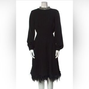 Teri Jon by Rickie Freeman sequined collar with feather hem knee length dress!